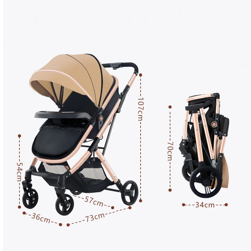 Kinderwagen Reizen Kinderwagen Vouwen Kinderwagen Luxe Aluminium Hoge Landschap Pasgeboren Winkelwagen Voor 0-3years Oude