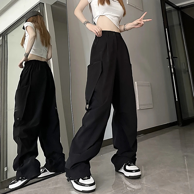 

Men's Hiphop Workwear Pants Loose Straight Leg Trousers Trendy Color Versatile Wide Leg Casual Trousers Spring Summer