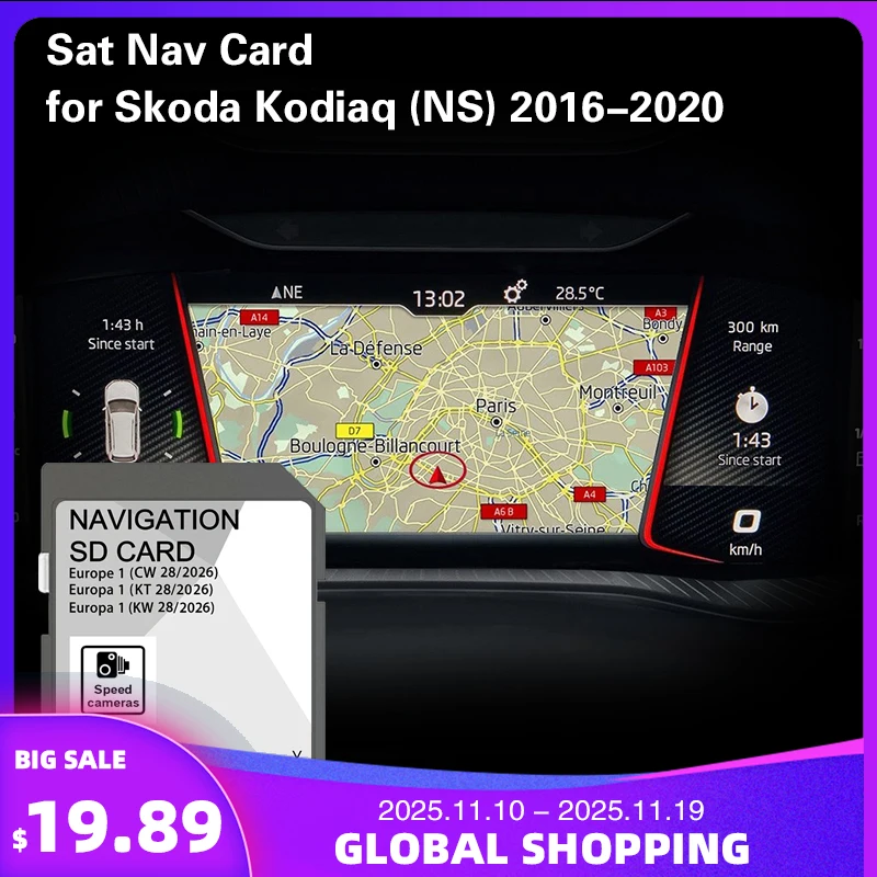 

Navigation SD Card for Skoda Karoq 2017 2018 2019 2020 Car Map Cover Europe England Romania Serbia Spain Sweden Switzerland