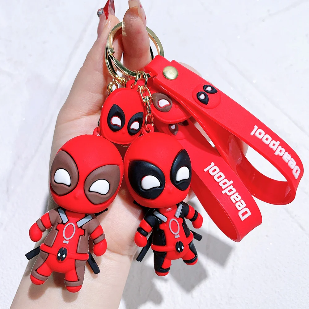 

MINISO Hot Sale Toys Deadpool Keychain Bag Pendant Anime Deadpool Model Charms Keychains PVC Keyring Girl Boy Birthday Gift