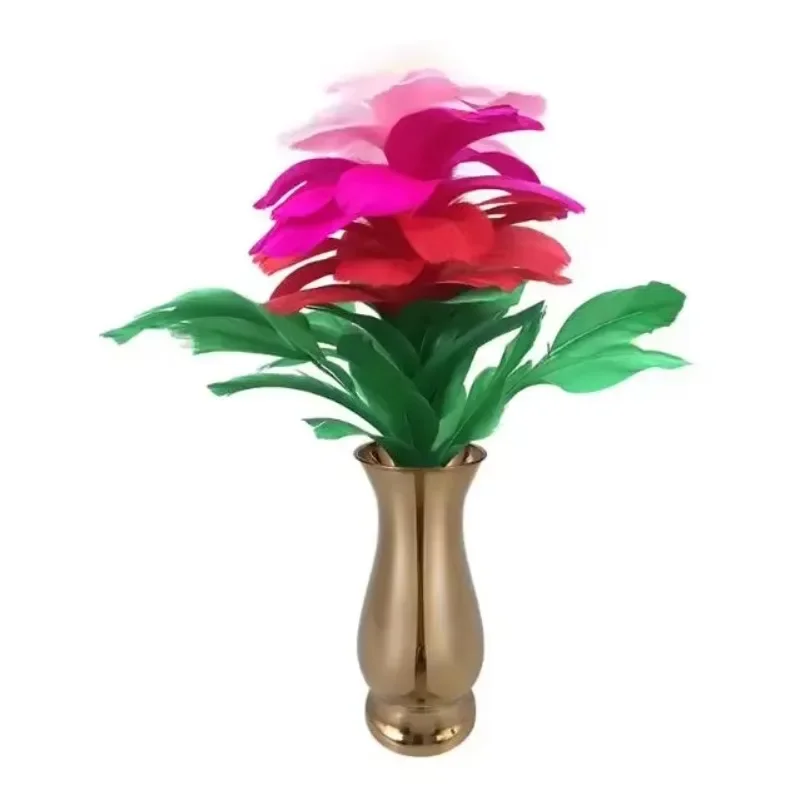 Deluxe Metal Cane Change To Feather Flower Multicolor Vase Sunflower Bouquets Stage Magic Tricks Magician Illusions Magia Props