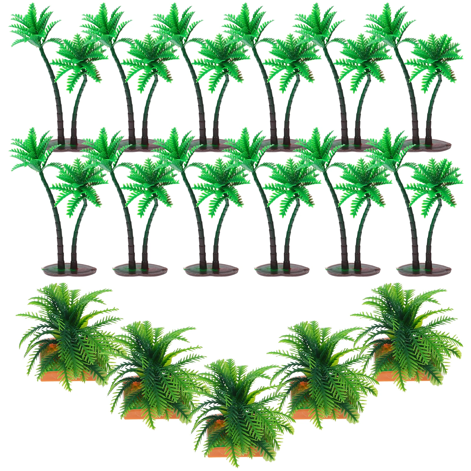 15 Uds. De plantas verdes de árbol de coco, paisaje en miniatura realista, accesorios de escena de playa, modelo de palma, decoración para arena