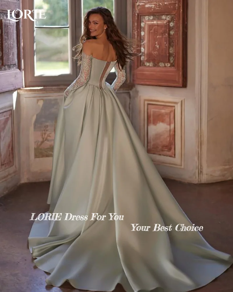 

LORIE Off Shoulder Mermaid Evening Dresses Lace Pleat Sexy Sweetheart Shawl Prom Dress Customized Bride Party Gown No Glove 2026