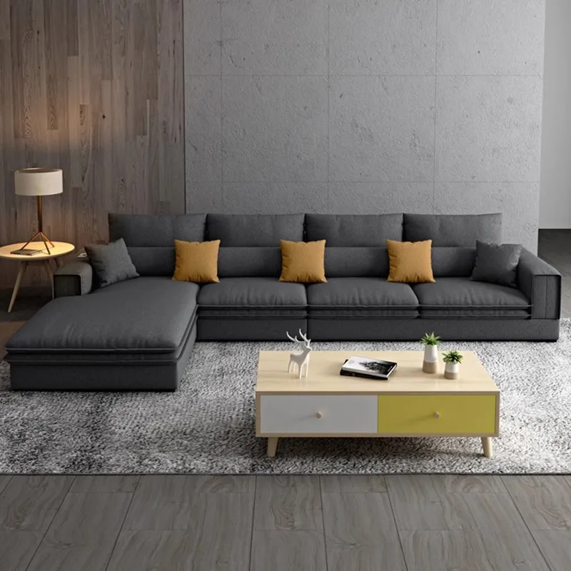 Nordic light luxury cat cloth sofa modern simple living room size apartment straight row princess technology cloth sofa