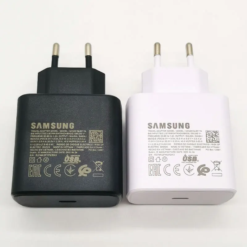 For Samsung 45W Charger Super Fast Charge Adapter For Galaxy S24 S20 S21 S22 S23 Note 20 Ultra 10 Plus FE Z Flip Fold 6 5 4 3 2