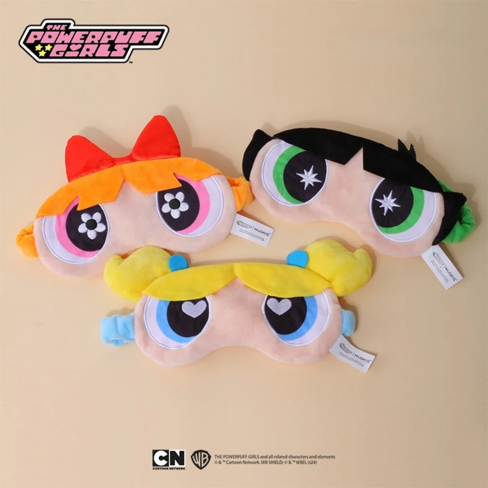 Original The Powerpuff Girls Weiche Plüsch-Augenmasken Augenbinde Schlafmaske Niedliche Augenabdeckung Plüschmaske Augenklappe Nickerchen Gesundheit Augenabdeckung
