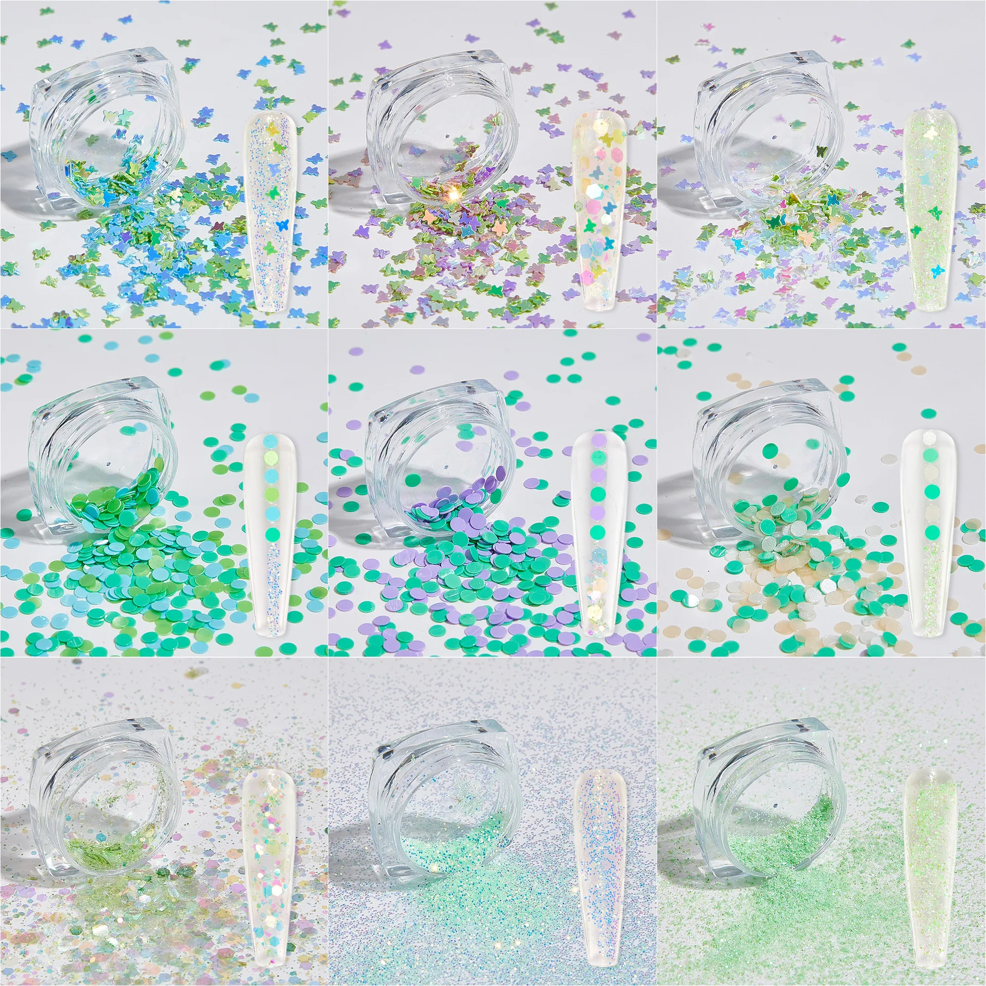 2025 New Nail Art Glitter Sequins Summer Mint Series Handmade Wear Nail Decoration