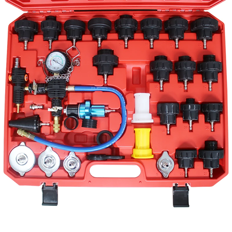 New 34Pcs Universal Radiator Pressure Tester Vacuum Type Cooling System Test Detector Set Tester Refroidissement