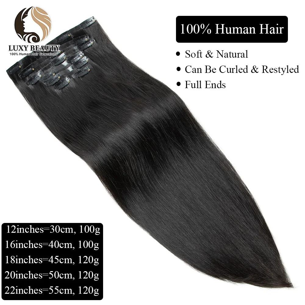 Extensiones de Cabello Invisible con Clip de PU, cabello humano inyectado, cinta de PU, trama, marrón, Rubio, negro, 7 unidades por juego