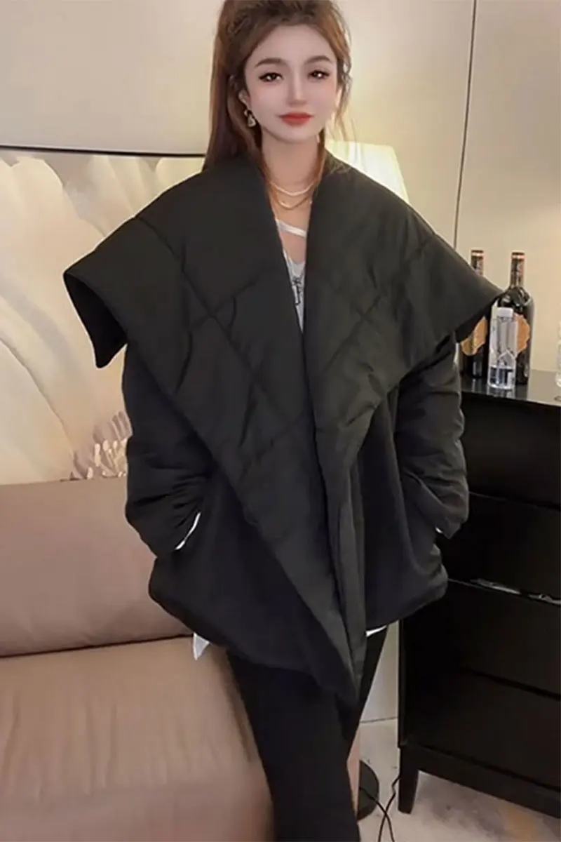 

Женская модная осенне-зимняя куртка на хлопковой подкладке с большими лацканами, толстые универсальные пальто с длинными рукавами и карманами