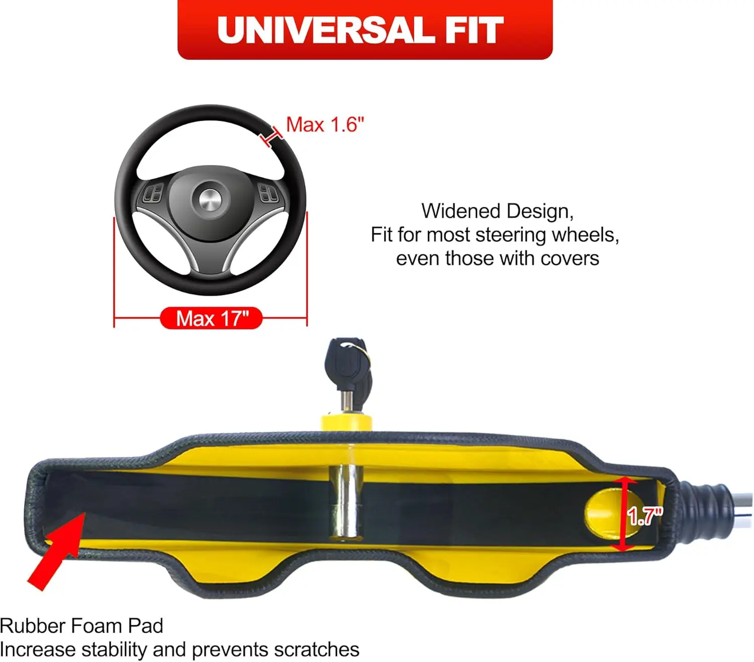 Steering Wheel Lock Anti Theft Devices Half Cover Trailer Lock