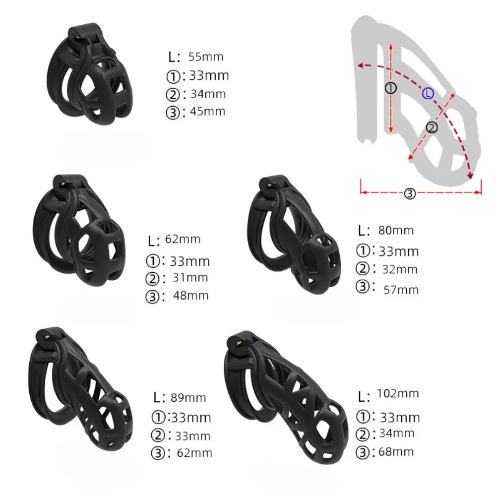 3D Printing Chastity Cage Curve Rings Fidelity Cage Extreme Micro Cock Cage Hentai Invisible Sex Toy for Male SM Sex Game - view 5