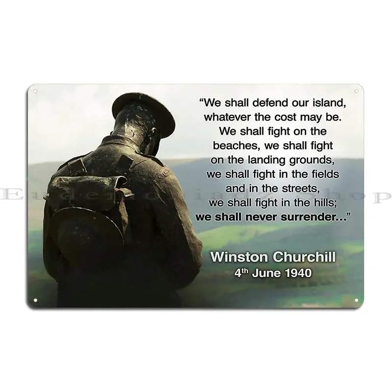 Strength In The Face Of Adversity A Winston Churchill Motivational Design Metal Plaque Create Printed Kitchen Tin Sign Poster