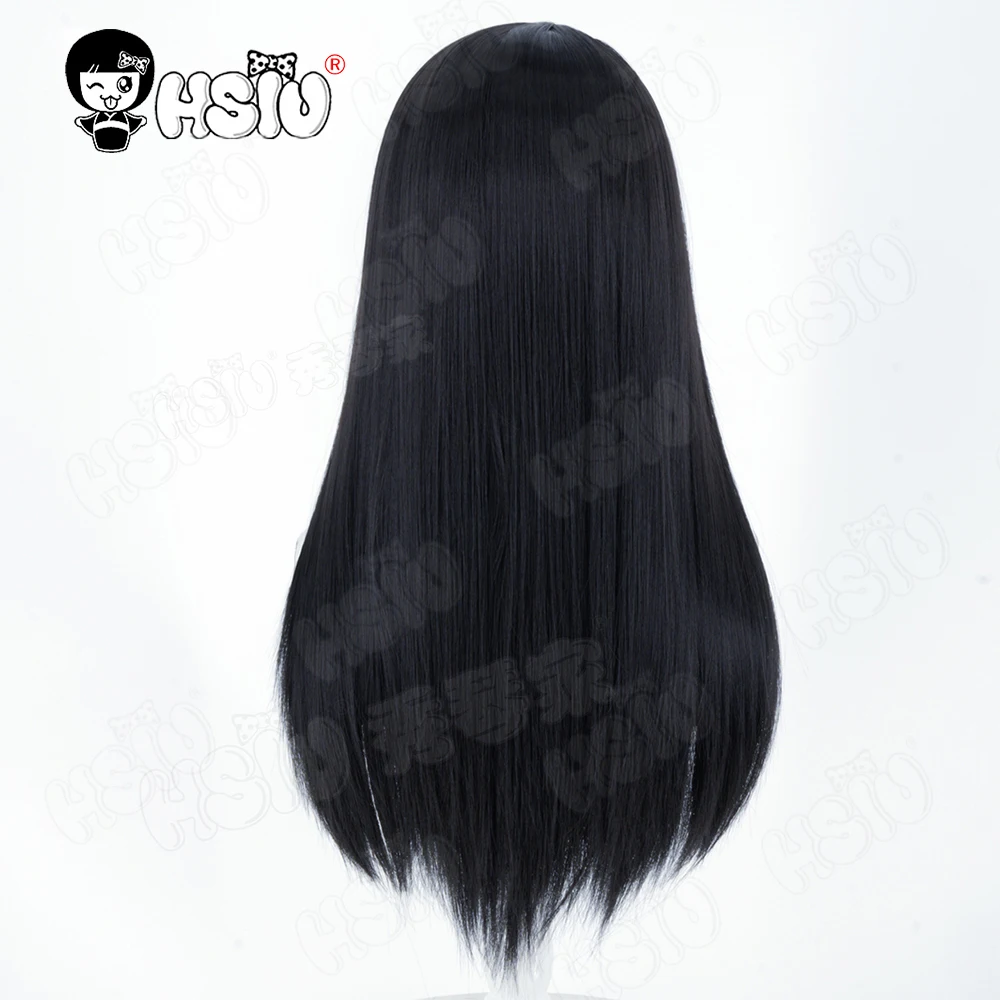 Killjoy Cosplay perruque HSIU 60 CM de long cheveux noirs perruque synthétique + bonnet de perruque perruque de fête Halloween perruque jeu VALORANT Killjoy Cosplay perruque