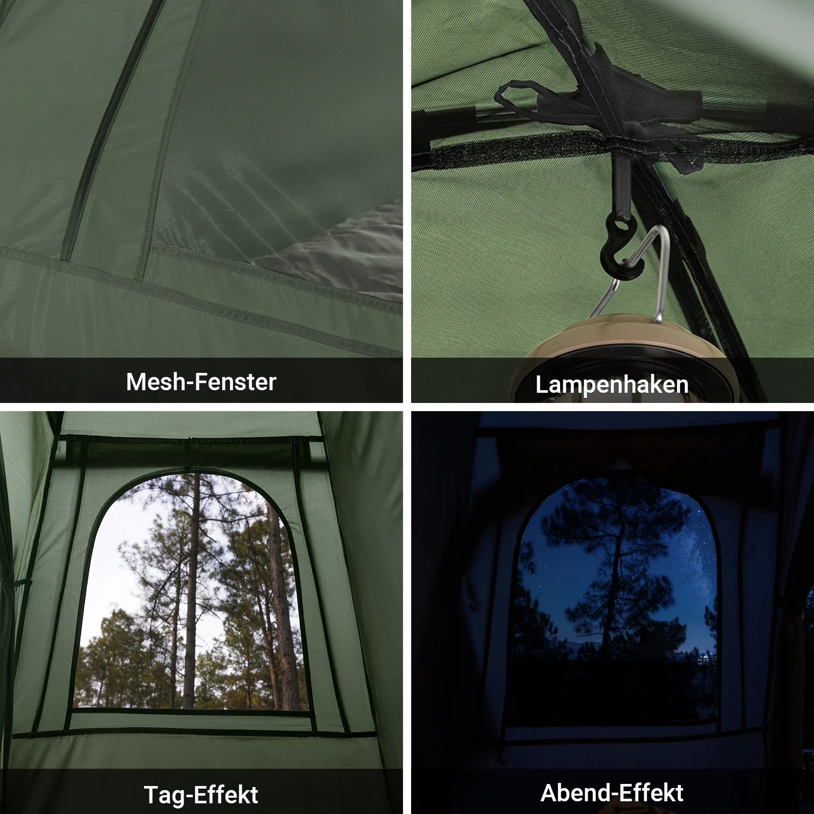 SoBuy OGS32-II Campingzelt Einzelzelt mit Lampenhaken und Schuhaufbewahrungstaschen 2in1-Zelt 1 Person praktische 193x160x86cm – Detail 10