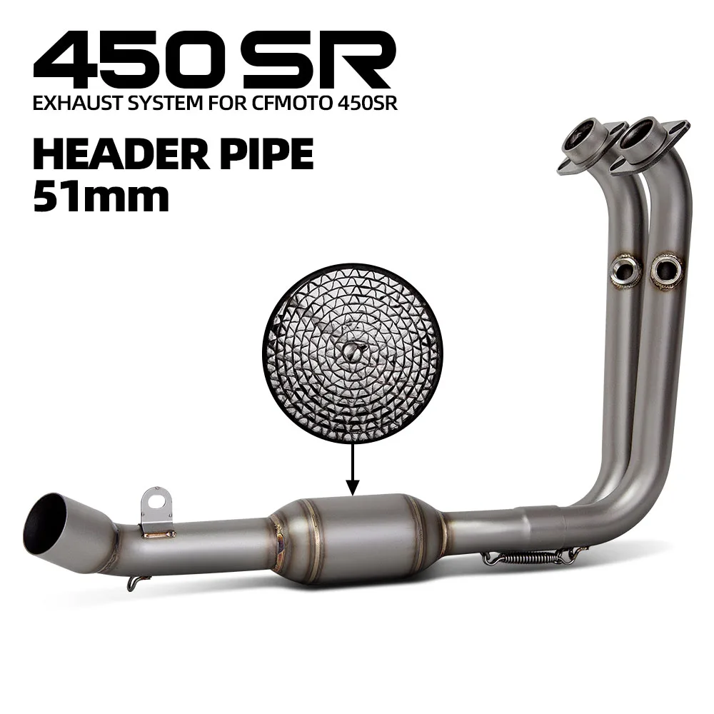 

Мотоциклетная нижняя выхлопная труба коллектора из нержавеющей стали 51 мм для CFMOTO 450SR 450SS 450SRS 450NK 2022-2025