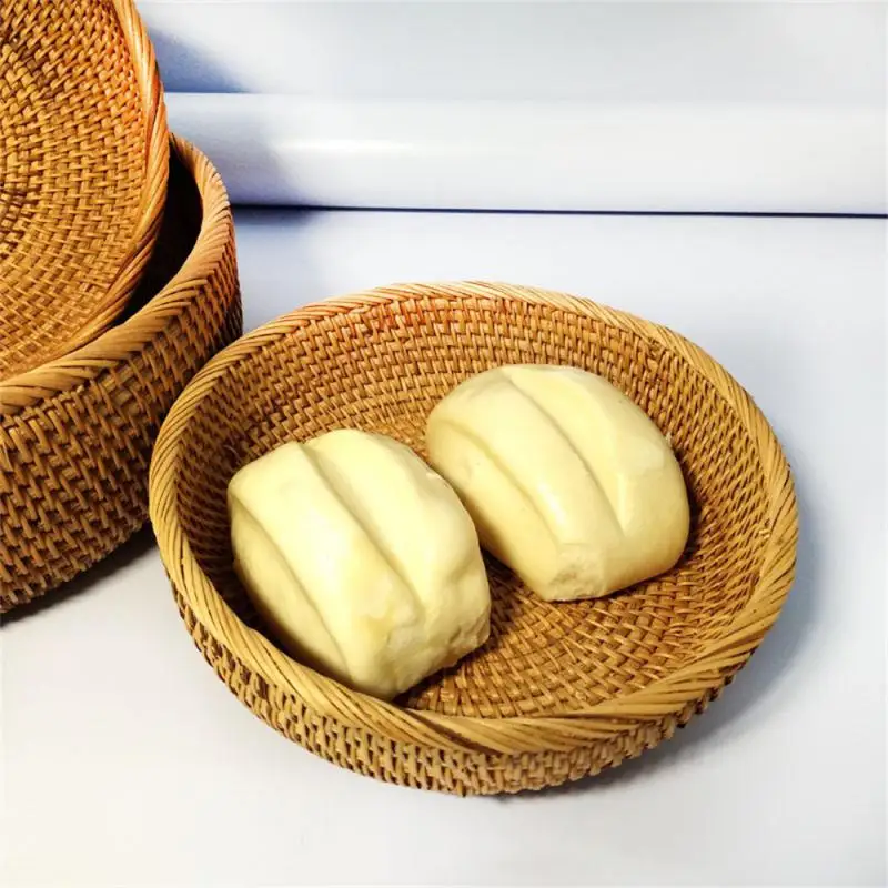 Handwoven Rectangular Rattan Wicker Basket Fruit Tea Snack Bread Picnic Cosmetic Storage Box Kitchen Supplies Household Tools