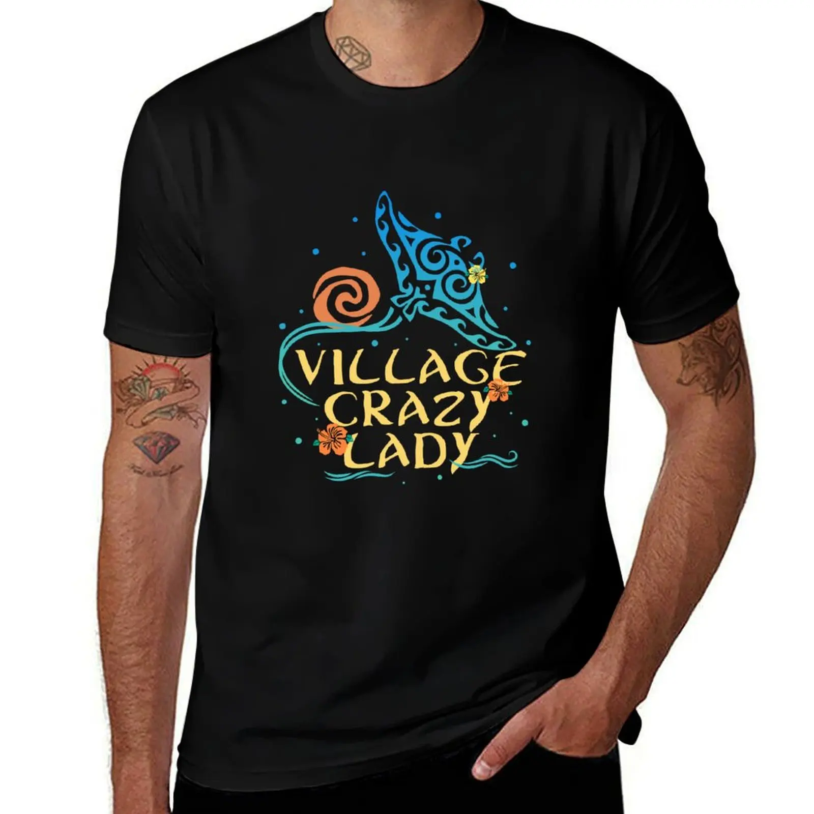 

Village Crazy Lady Funny Shirt For Women, For Girl, Gift Tiki Hawaiian Polynesian T-Shirt g man t shirts for men