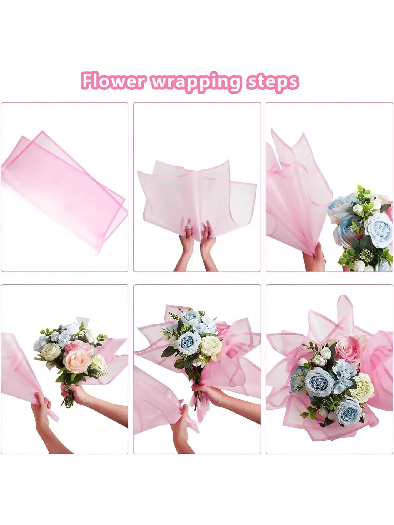 20pcs translucent flower wrapping paper,solid color matte bouquet black edge flower wrapping paper,waterproof flower gift wrappi