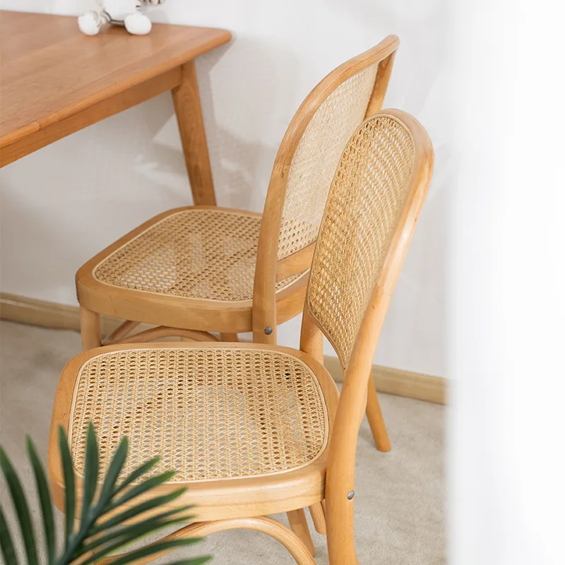 Retro Chair All Solid Wood  Rattan Middle Ancient  Family Back    Dining  Modern Simple Desk 