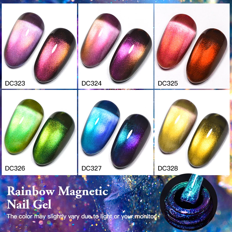 Mtssii 7ml 9D Neon Rainbow Glass Cat Magnetic Gel Nail Polish Double Light Sparkling Glitter Soak Off Varnis Semi Permanent Nail