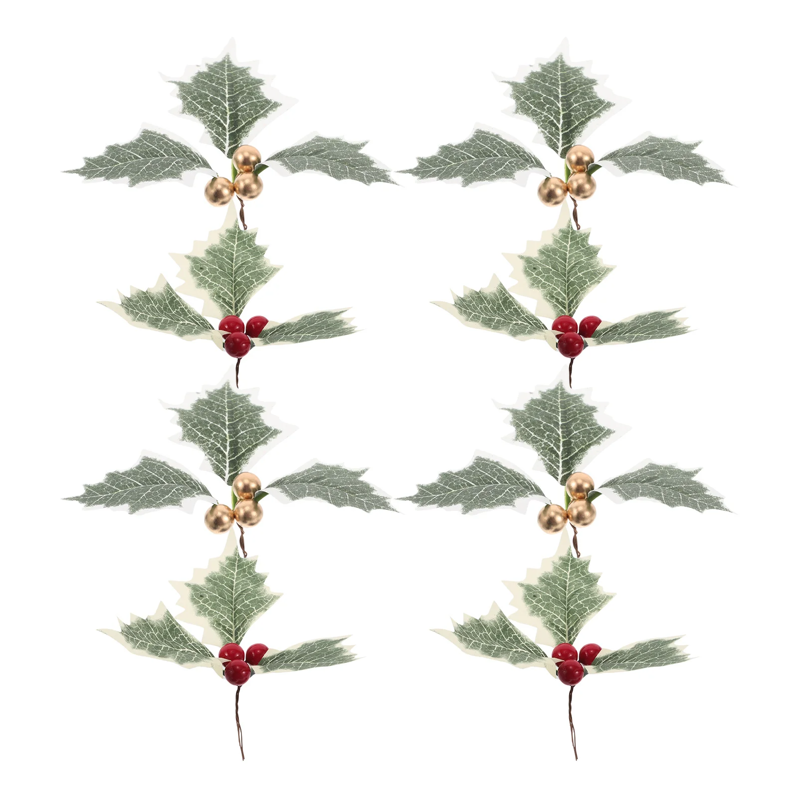 

10pcs Christmas Tree Garland Accessories Artificial Berry Leaf Picks 5 Red 5 Golden Greenery For Holiday Party Wedding Decor