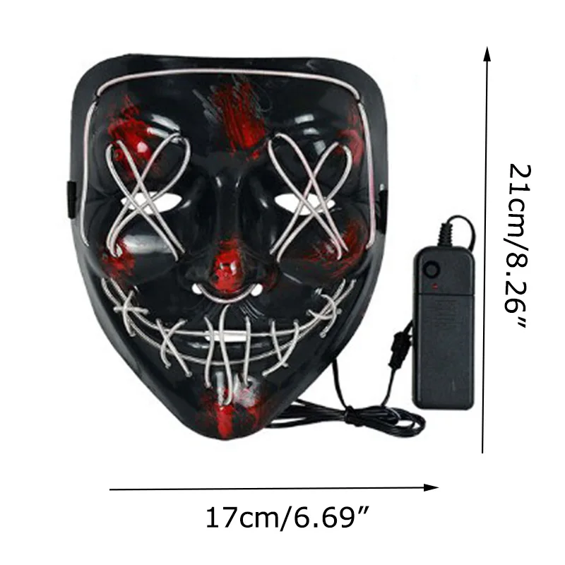 1 Set maschera LED con farfallino a LED spaventoso Halloween Cosplay Light Up Purge Mask uomo papillon Halloween Masquerade puntelli