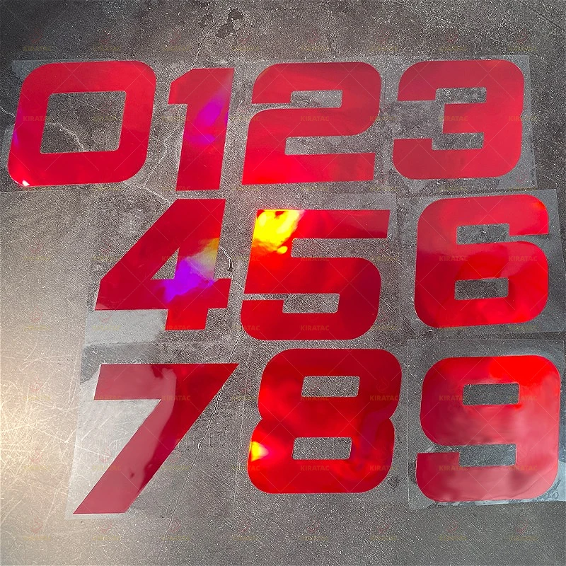 

1pc Red Laser Number 0-9 Motorcycle Stickers Waterproof for Fairing Helmet Scooter Bicycle Frame Top Tube Universal Vinyl Decals