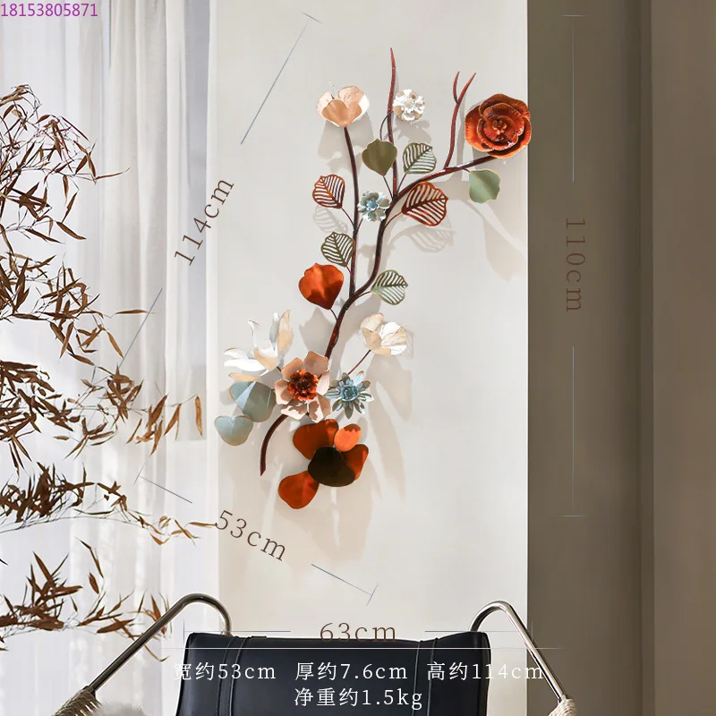 European living room wall decoration pendant, three-dimensional wrought iron wall decoration