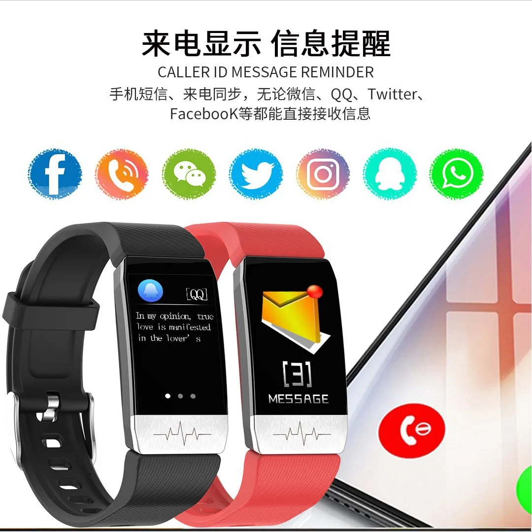 New blood pressure wrist band heart rate monitor bracelet ECG PPG HRV smart watch with electrocardiogram display wristband