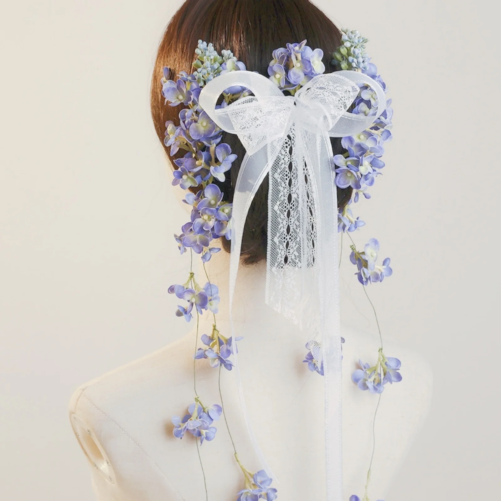 3-6 قطعة مجموعة المرأة الأرجواني النسيج زهرة مقاطع الشعر ، دبابيس الشعر بطة بيل كليب مجموعة الحلو البتلة طويلة شرابة بطة بيل كليب ، الصيف #6