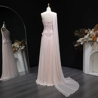 Sharon Said Elegant One Shoulder A Line Evening Dress with Cape 3D Flowers Crystal Beaded Formal Party Gowns SS285 Customized - Image 3