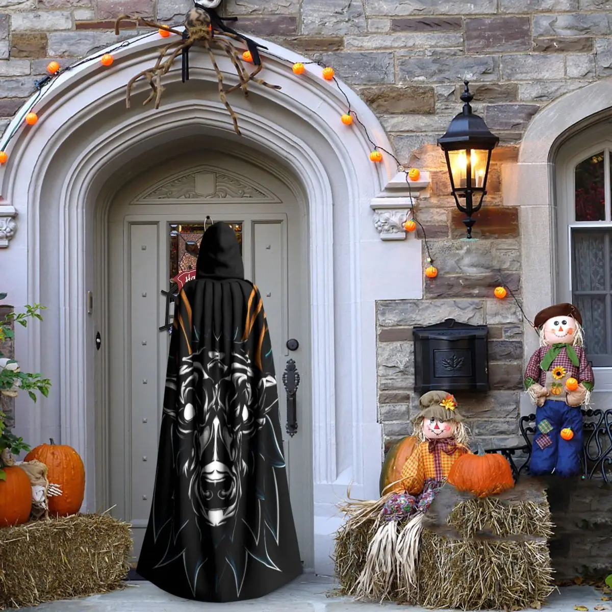 Mythical Goat Baphomet Goat Head Long Hooded Cloak Witch Medieval Costume Cosplay Cape HalloweenCoat Adult Unisex