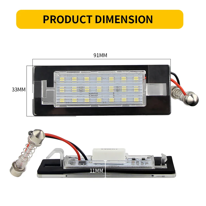 2PCS For Fiat Panda Type 169 2003-2012 312/319 2012-up Canbus LED Number License Plate Light Number Backlight Lamp OEM# 71734797