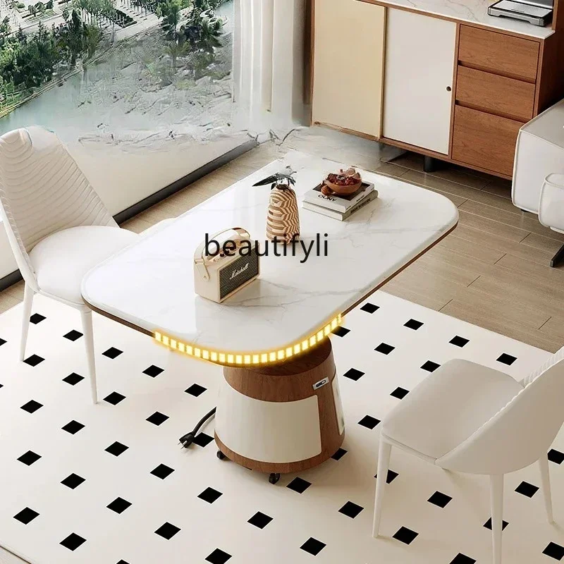

ls 42Lifting and folding tea table, dining table, dual-purpose living room, multi-function rotatable, mobile personalized creati