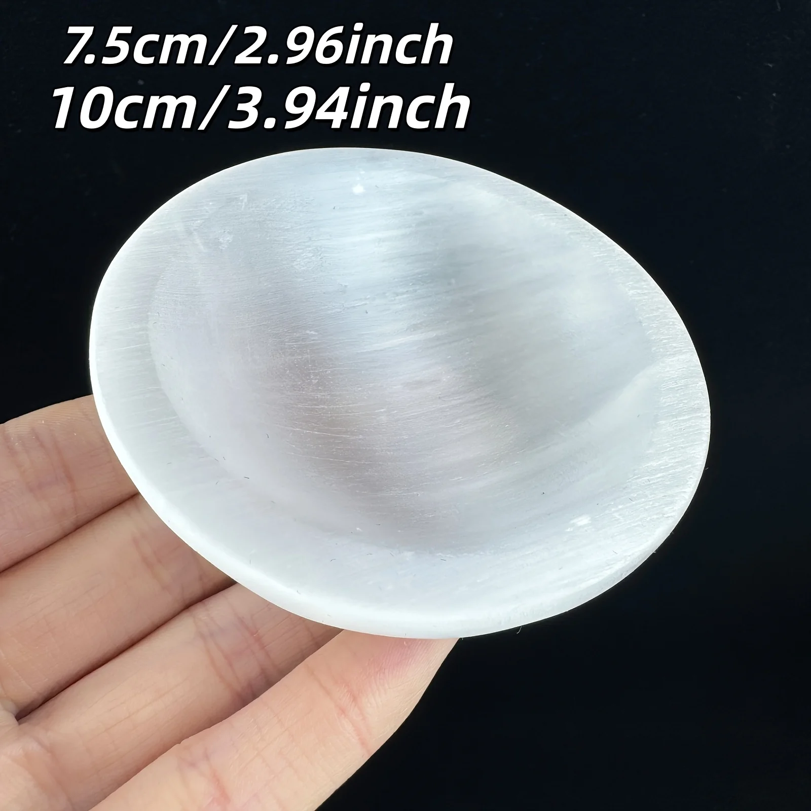 Selenite Charging Bowl, Natural transparent Selenite bowl, Oval Quartz Ornament, Home decoration, Desktop decoration