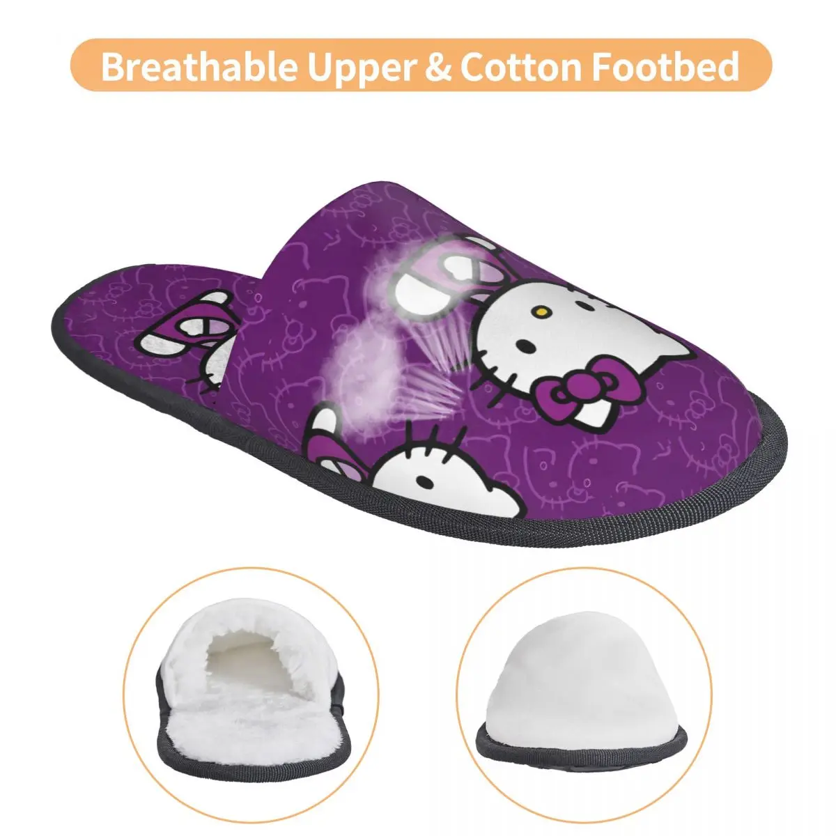 Зимние меховые тапочки Kawaii Hello Kitty Merch, домашние меховые тапочки, домашние уютные нескользящие шлепанцы