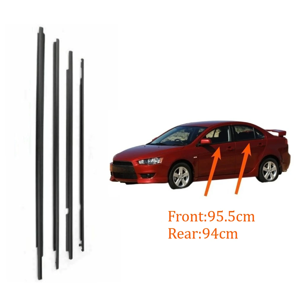 4 Pcs Black or Chrome Outside Glass Rubber Belt Line for Lancer CY CX Window Weatherstrip for Fortis Evo 5727A005