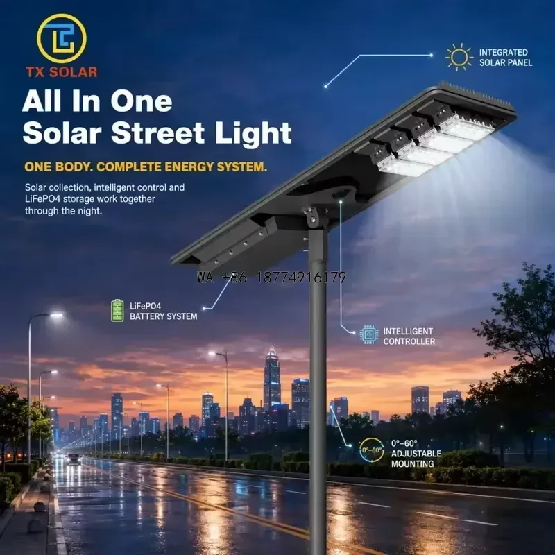 wmwmnu wmwmnu Large Stock 30W 60W 80W 100W Human Sensor Integrated Solar LED Street Light for Residential Community Sidewalk