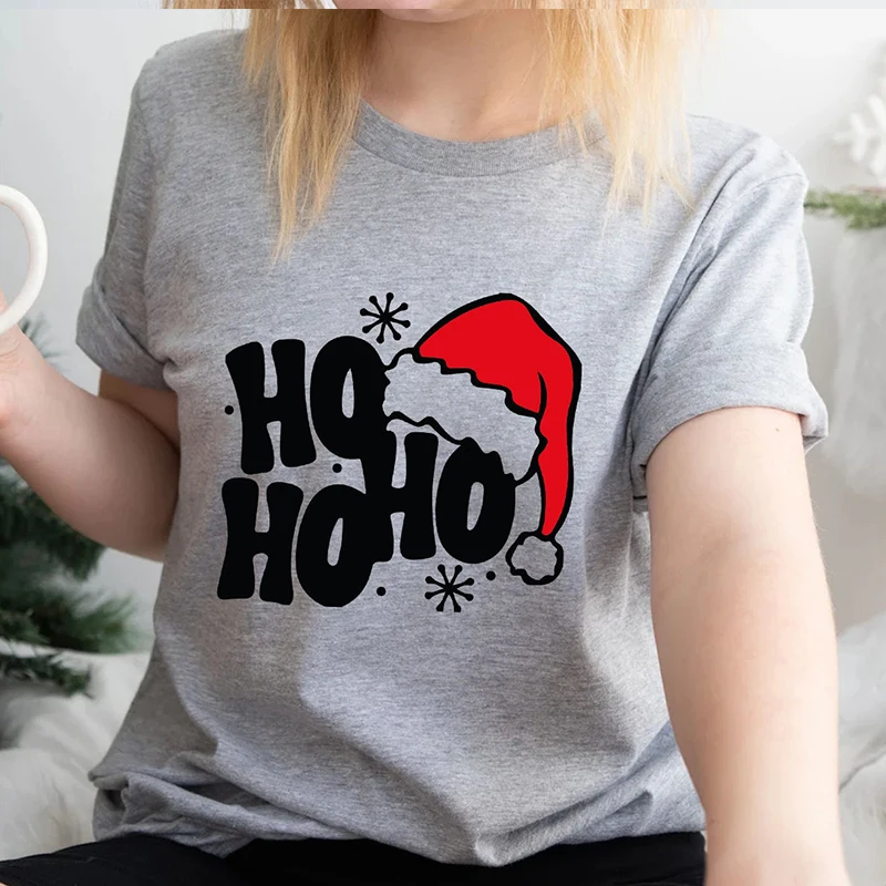 

Hohoho Women T Shirts Cotton O Neck Graphic Tee Cotton Merry Christmas Tshirts Female Vintage Retro T-shirt 2023 Santa Claus Top