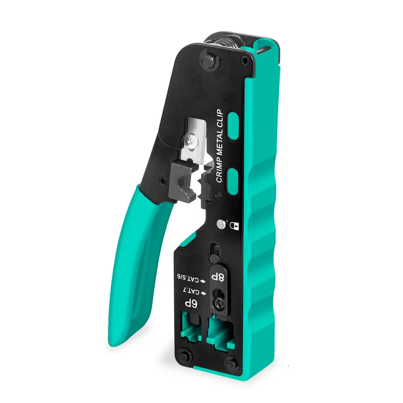 Pass Through RJ45 Crimping Tool, 6P 8P Network Cable Crimper for CAT5 CAT6 CAT7 Ethernet Wire Crimp Stripper Plier