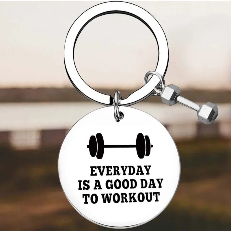 New Workout Gift Key Chain Ring Weightlifting Fitness Gift Trainer Bodybuilding keychains pendant Dumbbell Inspirational Gift