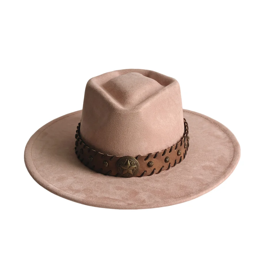 Retro Arrow Top Vegan Suede Hat 9cm Wide Brim Fedora Hat for Women Men Suitable for Pyrography Painting Gifts Party Etc view 4
