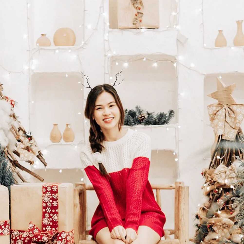 

6 Pcs Witch Antler Dried Tree Twig Stems Artificial Dried Tree Branches for Halloween Christmas Resin Antler Leaves Headdress