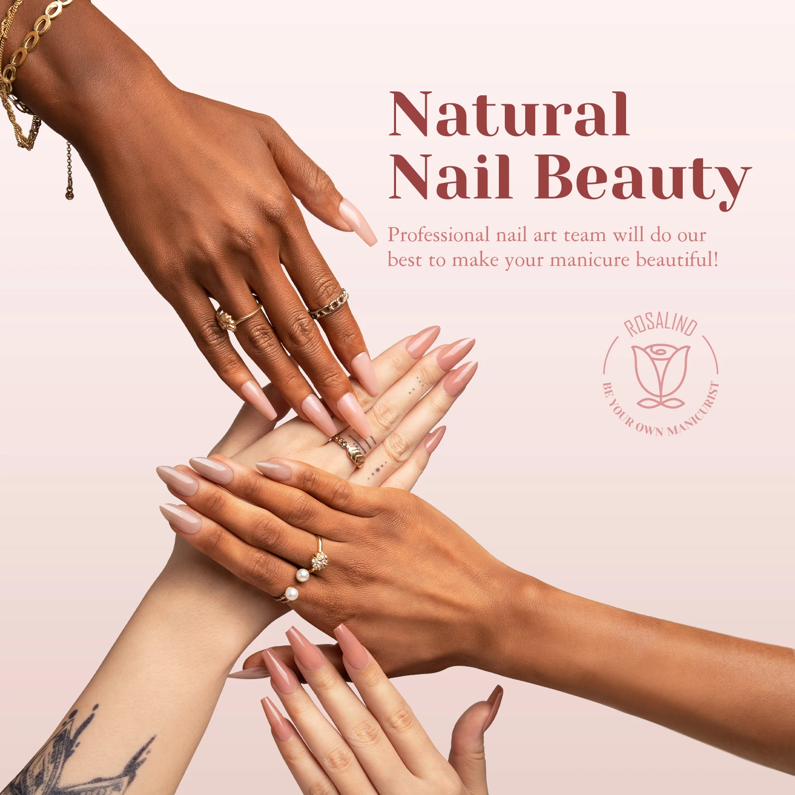 

ROSALIND 200/510pcs Nail Tips Clear Transparent Fake Nails Half Full Cover Artificial False Nail Art Tips for Nail Art Design