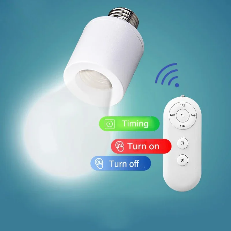 E27 Lamp Holder Wireless Remote Control Smart Timer Light Socket Switch Ac85-265V Lamp Base Adapter On/off for Home Automation