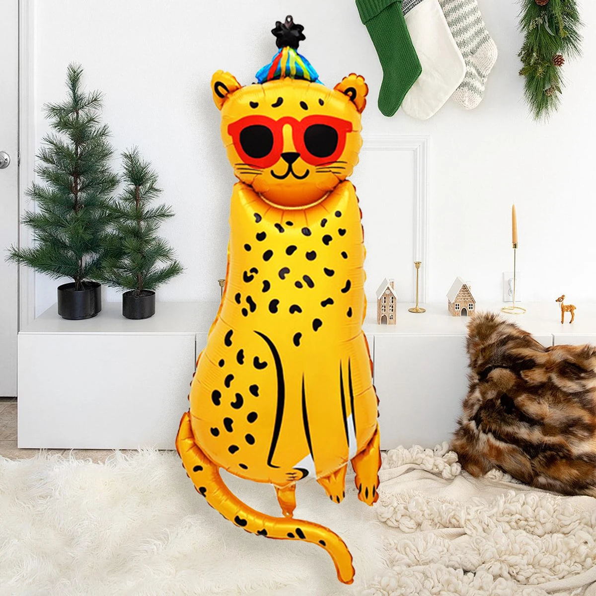 2 Stück riesige Aluminiumfolienballons mit Leopardenmuster, geeignet für Partys mit Dschungeltier-Motiv und zur Dekoration von Kindergeburtstagen. – Detail 6