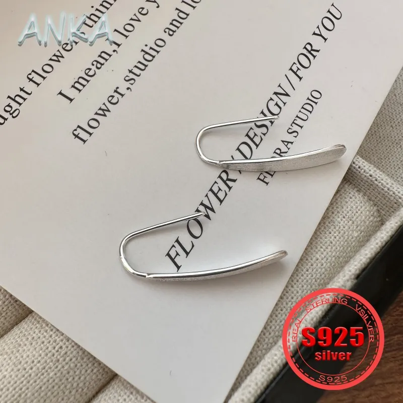 S925 Sterling Silver Earrings Water Drop Brushed Earrings Fashion Simple Woman Ear Jewelry