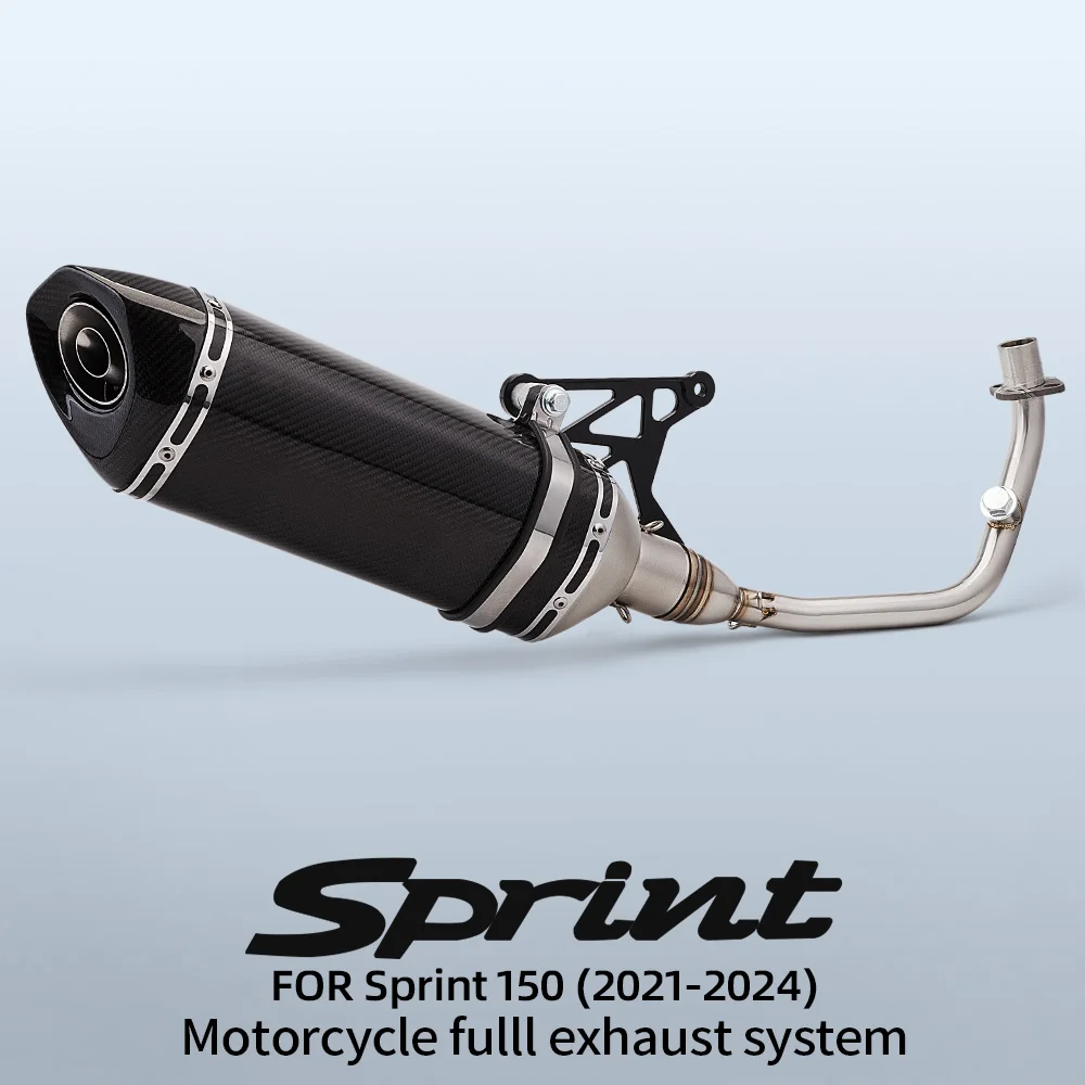 

Motorcycle Full Exhaust System Front Pipe Close Carbon Fiber Tip Exhaust For Vespa Sprint/Primavera 3V 2014-2024