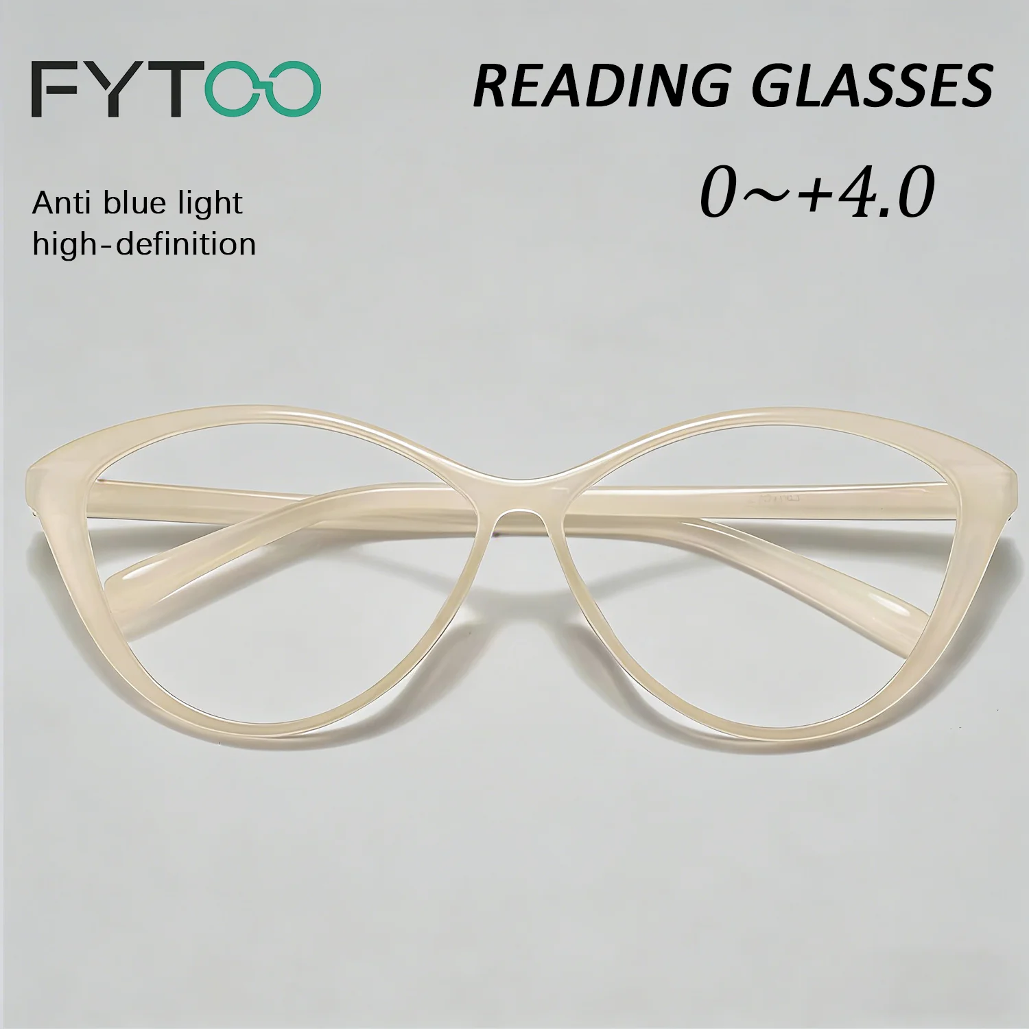 

FYTOO Frosted Cat Eye Reading Glasses Women, Lightweight Plastic Frame Comfortable Readers, +0.50 to +4.00 Magnification 27004